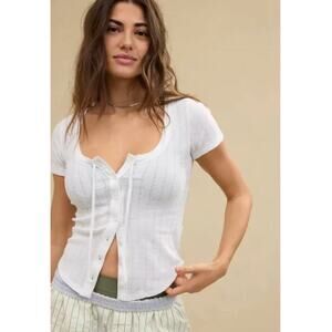 Aerie The Sneak Peek T-Shirt in White NWT Size XXL